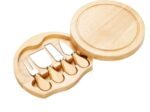 Wooden Cheese Board Tray +4 Knives/Cutlery