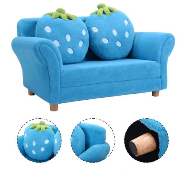 Comfortable Children's Sofa with 2 Strawberry Cushions