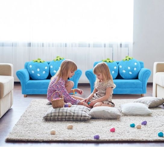 Comfortable Children's Sofa with 2 Strawberry Cushions