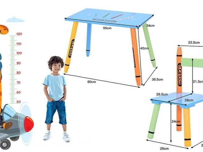 Multicolored Children Table +2 Chairs Set