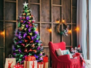 Artificial Christmas Tree 210 cm with Multicolored LED Lights