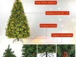 Artificial Christmas Tree 225cm LED Lights Pine Cones