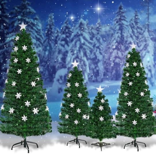 Artificial Christmas Tree 150cm LED Lights Star Top Snowflake