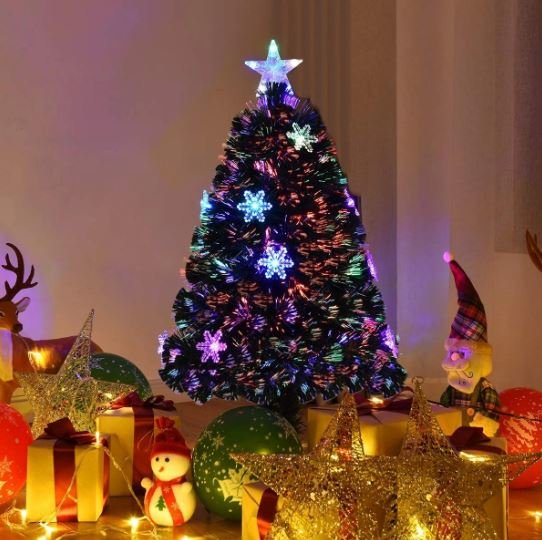 Artificial Christmas Tree 150cm LED Lights Star Top Snowflake