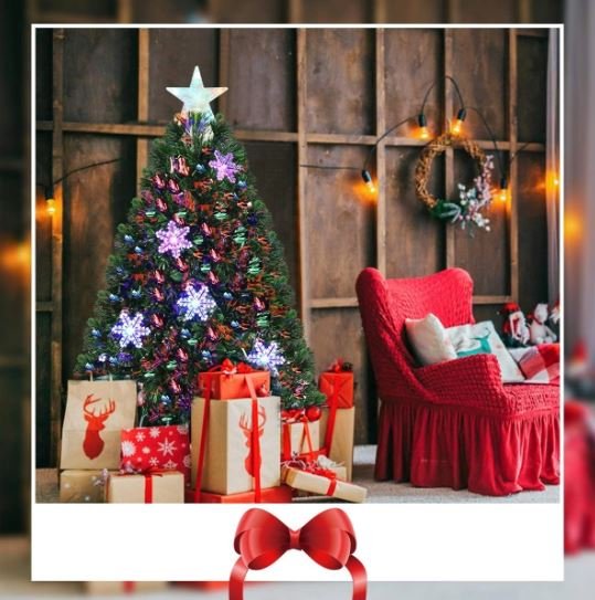 180cm Artificial Christmas Tree with LED Lights Snowflake