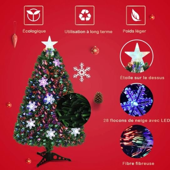 180cm Artificial Christmas Tree with LED Lights Snowflake