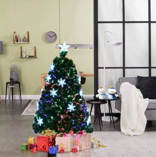 Artificial Christmas Tree 150cm LED Lights Star Top Snowflake