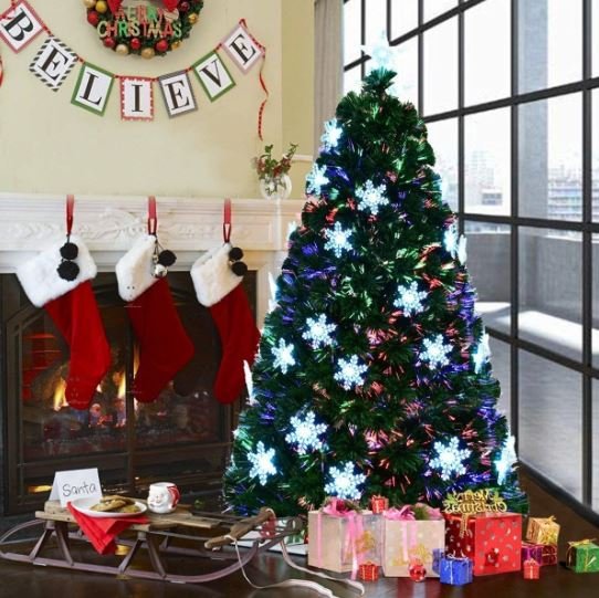 Artificial Christmas Tree 180cm LED Lights Multicolor