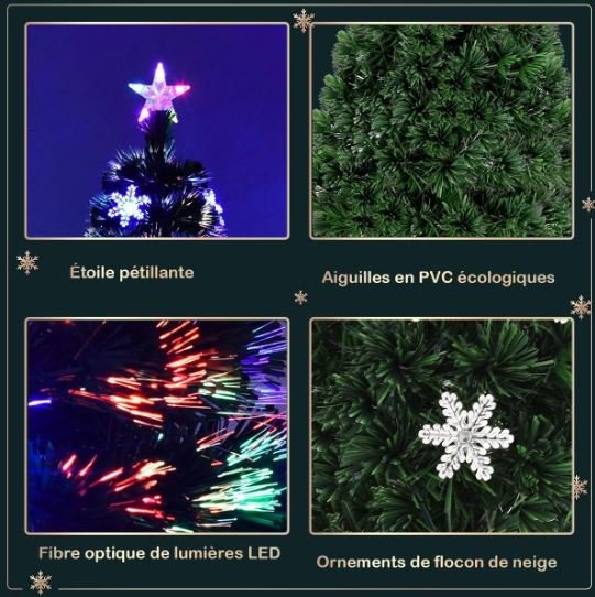 Artificial Christmas Tree 180cm LED Lights Multicolor