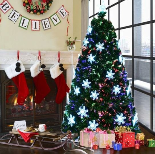 Artificial Christmas Tree 210cm LED Lights Multicolor