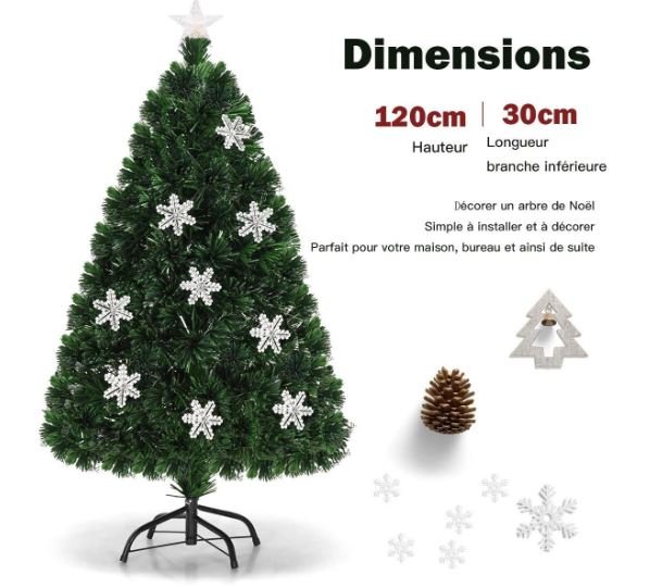 Artificial Christmas Tree 120cm LED Lights Snowflake