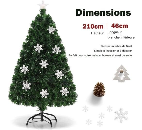 Artificial Christmas Tree 210cm LED Lights Multicolor