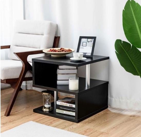 Modern Black Coffee Table Magazine Rack