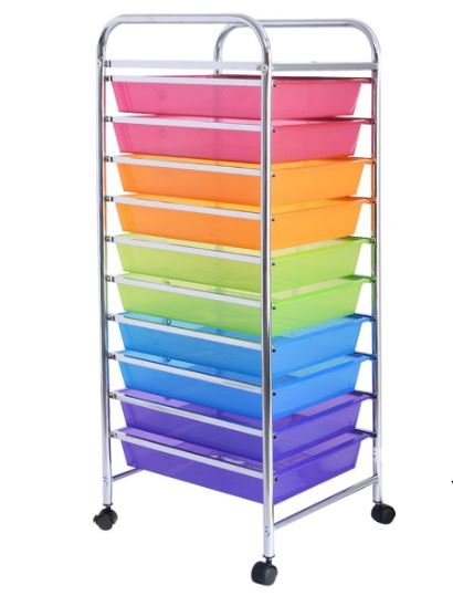 Chromed Metal Storage Cart Trolley 32.5 x 37 x 86 CM Multicolor