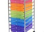 Chromed Metal Storage Cart Trolley 32.5 x 37 x 86 CM Multicolor