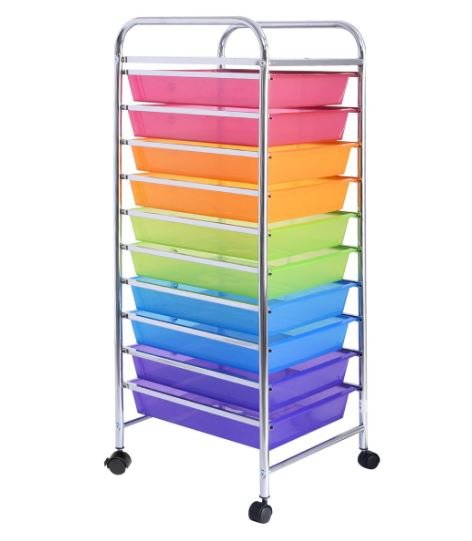 Chromed Metal Storage Cart Trolley 32.5 x 37 x 86 CM Multicolor