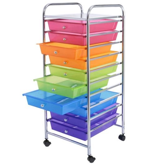 Chromed Metal Storage Cart Trolley 32.5 x 37 x 86 CM Multicolor