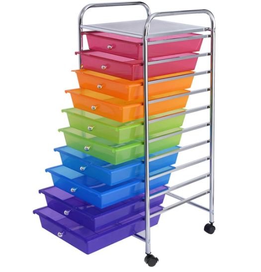 Chromed Metal Storage Cart Trolley 32.5 x 37 x 86 CM Multicolor