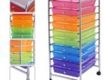 Chromed Metal Storage Cart Trolley 32.5 x 37 x 86 CM Multicolor