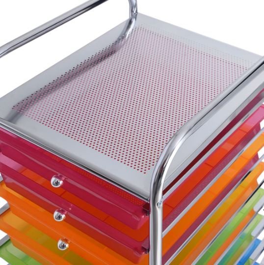 Chromed Metal Storage Cart Trolley 32.5 x 37 x 86 CM Multicolor