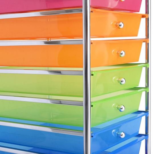 Chromed Metal Storage Cart Trolley 32.5 x 37 x 86 CM Multicolor