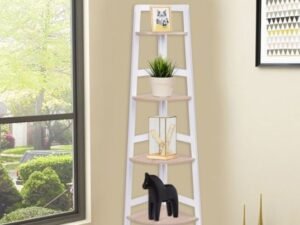 Corner Shelf with 4 Shelves Versatile Bookcase High Quality