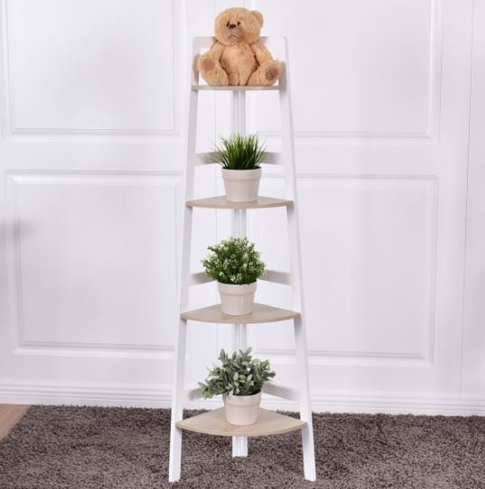 Corner Shelf with 4 Shelves Versatile Bookcase High Quality