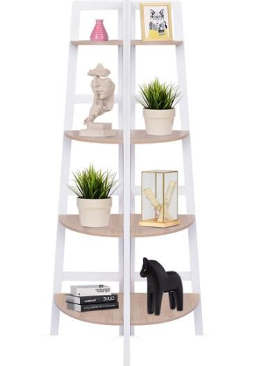 Corner Shelf with 4 Shelves Versatile Bookcase High Quality