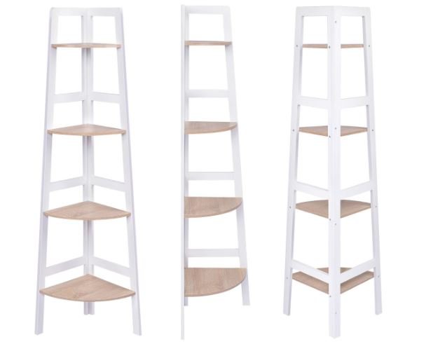 Corner Shelf with 4 Shelves Versatile Bookcase High Quality