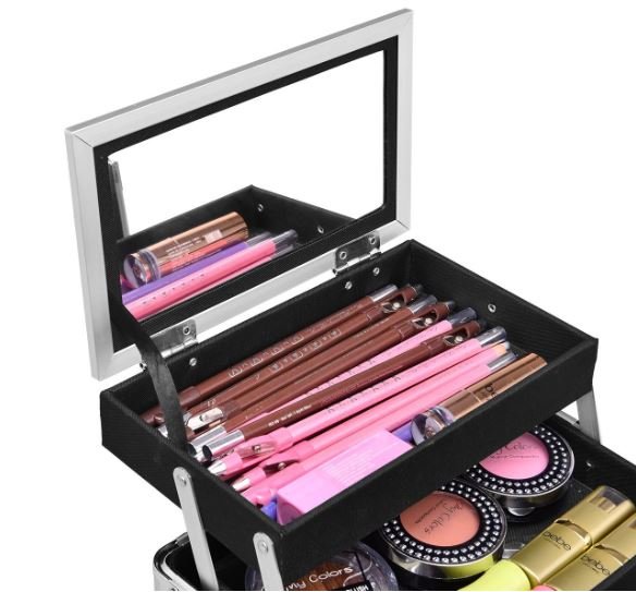 Makeup Cosmetic Case ABS 3 Levels with Mirror