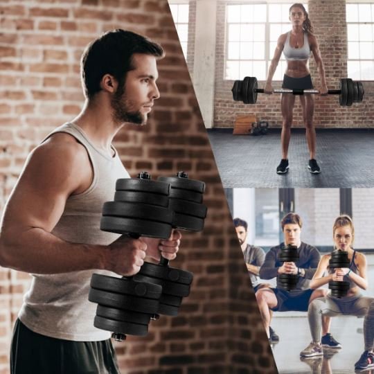 2 in 1 Dumbbell Kit 30KG Adjustable Weight Plates Fitness Bodybuilding