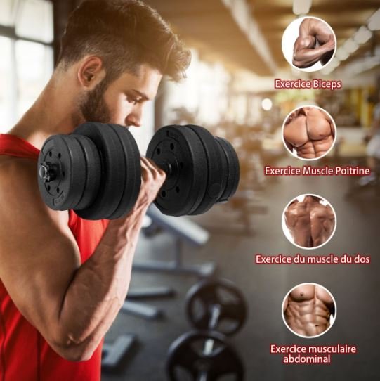 2 in 1 Dumbbell Kit 30KG Adjustable Weight Plates Fitness Bodybuilding