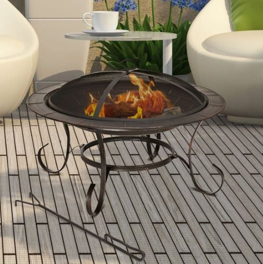 Outdoor Wood Burning Fire Pit Brazier with Lid