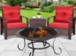 Outdoor Wood Burning Fire Pit Brazier with Lid
