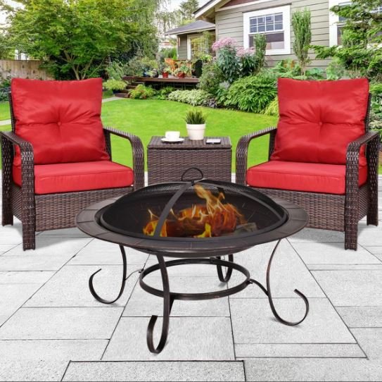Outdoor Wood Burning Fire Pit Brazier with Lid