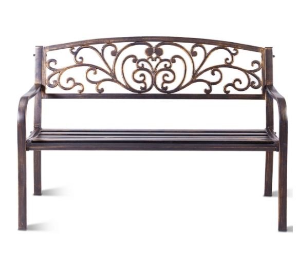 Metal Garden Bench with Pretty Openwork Pattern