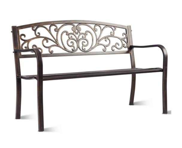 Metal Garden Bench with Pretty Openwork Pattern