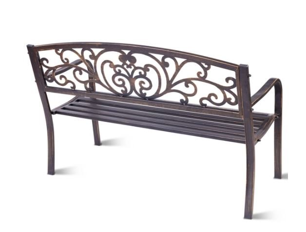 Metal Garden Bench with Pretty Openwork Pattern