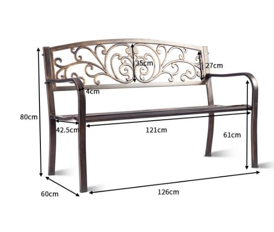 Metal Garden Bench with Pretty Openwork Pattern
