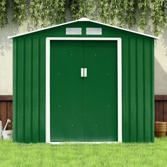 Metal Garden Shed Tool Storage 213x127x185 Green