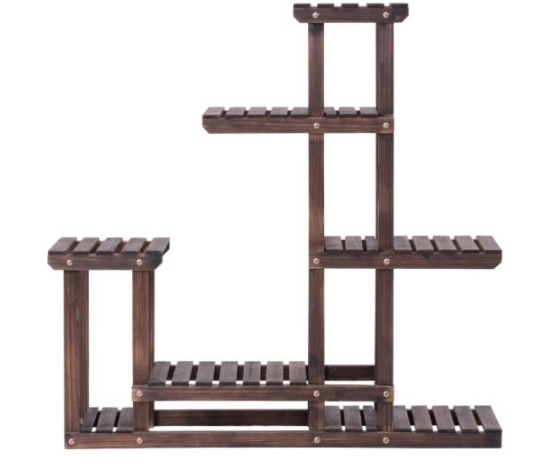 Wooden Bookshelf Bookcase Plant Storage Shelf