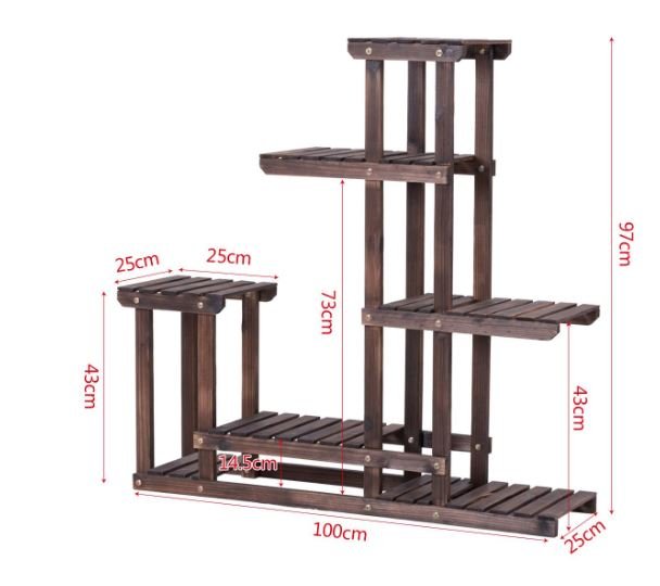 Wooden Bookshelf Bookcase Plant Storage Shelf