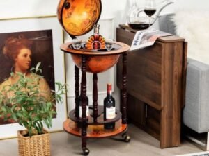 Genuine Wooden Globe Wine Rack/Cabinet Storage 16th Century Italian