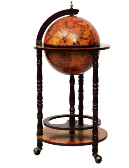 Genuine Wooden Globe Wine Rack/Cabinet Storage 16th Century Italian