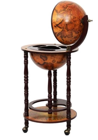 Genuine Wooden Globe Wine Rack/Cabinet Storage 16th Century Italian