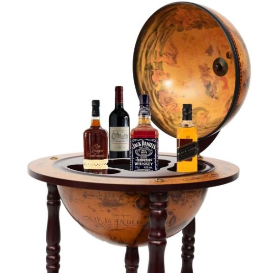 Genuine Wooden Globe Wine Rack/Cabinet Storage 16th Century Italian