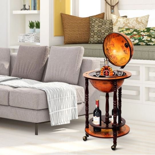 Genuine Wooden Globe Wine Rack/Cabinet Storage 16th Century Italian