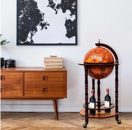 Genuine Wooden Globe Wine Rack/Cabinet Storage 16th Century Italian