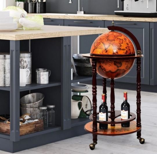 Genuine Wooden Globe Wine Rack/Cabinet Storage 16th Century Italian