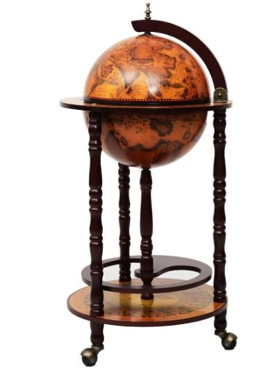 Genuine Wooden Globe Wine Rack/Cabinet Storage 16th Century Italian